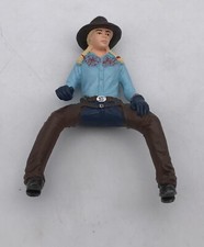 Schleich COWGIRL HORSE RIDER Girl Blond Braids Blue Shirt Brown Chaps