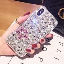 For iPhone 12 11 Pro XS Max XR 8 7 Bling Glitter Flower Full Diamond Case Cover