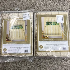 Lorraine Home Fashions Embroidered Valance 60W x12L & Panel-Pair 60W x36L Toast