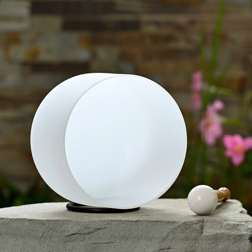 432Hz CVNC 8 Inch Frosted Crystal Singing Bowl Chakra Sound Healing Mallet - Image 3 of 4