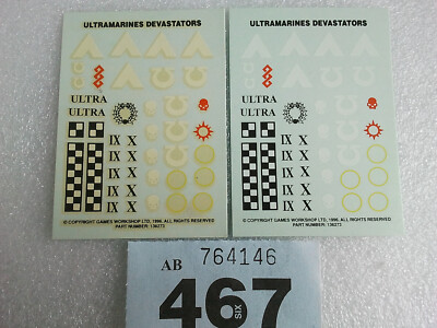 Warhammer 40k 2. Edition Ultramarines Devastators Transfers Decals 1996