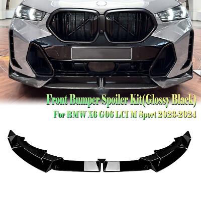 3Pcs Front Bumper Spoiler Lip Kit For BMW X6 G06 LCI M Sport 2023-2025 ...