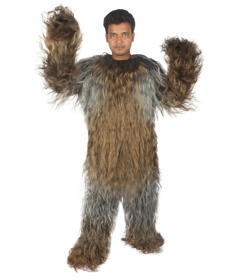Disfraz de inspiración wookie peludo - Traje de cuerpo completo peludo marrón Foto 2 de 3