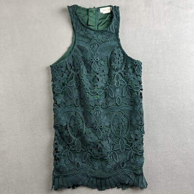 Lovers and Friends Mini Dress Size XS Emerald Green Floral Crochet  Whimsigoth | eBay
