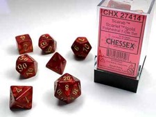 Chessex Dice Poly Scarab Scarlet and Gold CHX27414