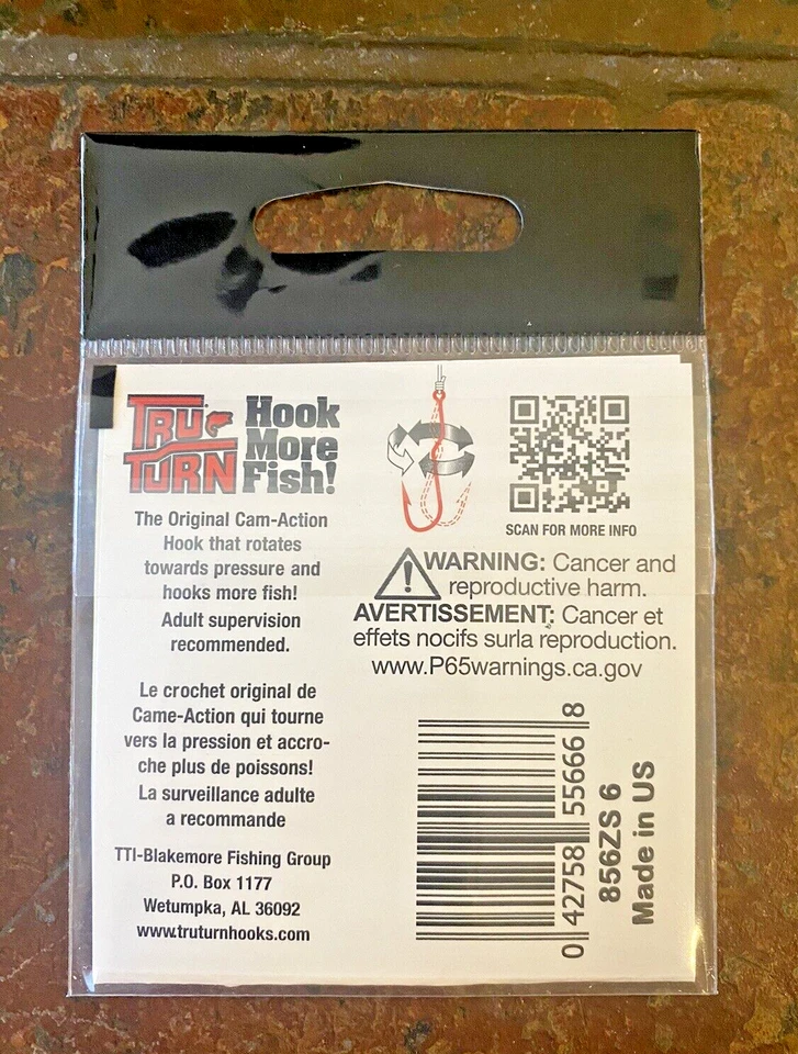 Tru-Turn Size 6 Panfish/Crappie Hooks (9) 856ZS Original Cam-Action Made In USA - Image 2 of 2