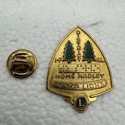 VINTAGE LIONS CLUB ILL DISTRICT 1-F HOME HADLEY CAMP LIONS BRAILLE PIN
