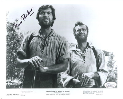 FESS PARKER HAND SIGNED 8x10 PHOTO+JSA      RARE WITH BUDDY EBSEN  DAVY CROCKETT