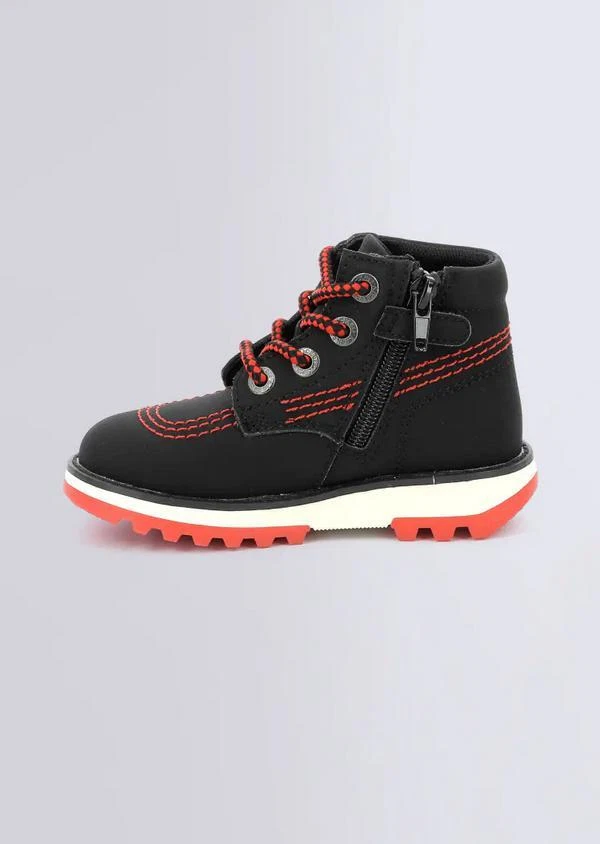 Kickers Botines Unisex Kickrally20 Con Cordones Y Cremallera - 83 (Negro/Rojo) - Imagen 4 de 4