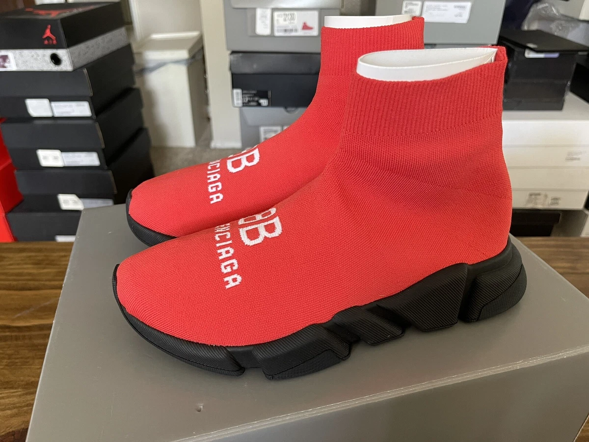 Balenciaga Recycled Speed Trainer Sneaker 'Red Black' Sz 40 / 7