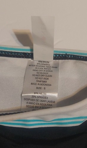 NWT Bikini Bottom Sz S Hula Honey Black Aqua White Stripe Polka Dot Side Tie - Picture 4 of 6