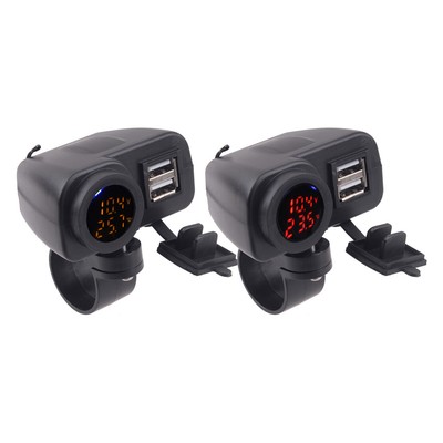 Waterproof Motorcycle Dual USB Charger Power Adapter Socket with Voltmeter