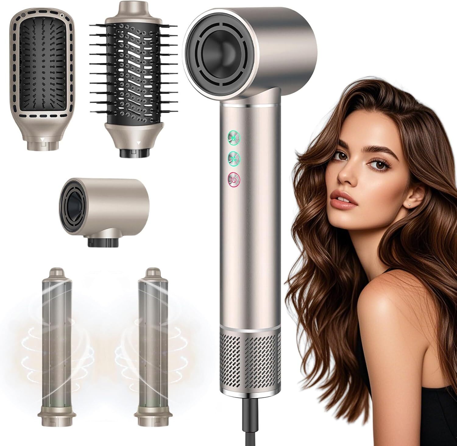 5 in 1 Brush Hair Dryer Curling Wand  Brush Straightening Brush Blow Dryer