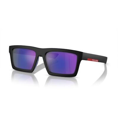 Prada Linea Rossa 02ZSU Sunglasses 1BO05U Matte Black Blue Violet Mirror Lenses