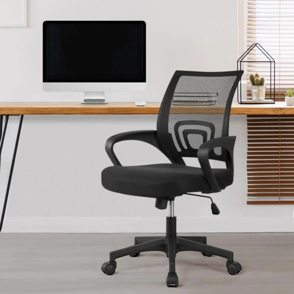 Chaise de bureau fauteuil ergonomique pivotant réglable dossier maille bleu