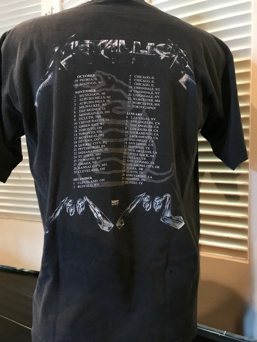 Vintage 1991 Metallica Black Tour Limited Dates Shirt Size Vintage 1991 Metallica Black Tour Limited Dates Shirt Size