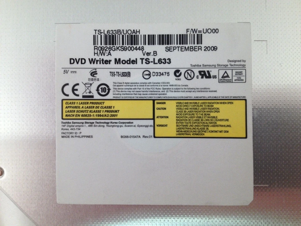 Unidad óptica para computadora portátil Samsung TS-L633 GRABADORA DE DVDRW 8X delgada SATA 15-3 Foto 3 de 3