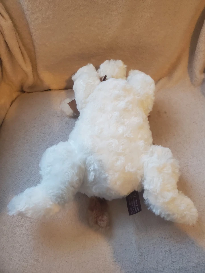 Bearington Bebé Blanco Bronceado Cachorro Perro Peluche Lunares Rosa Arco 15" Satinado Foto 2 de 4