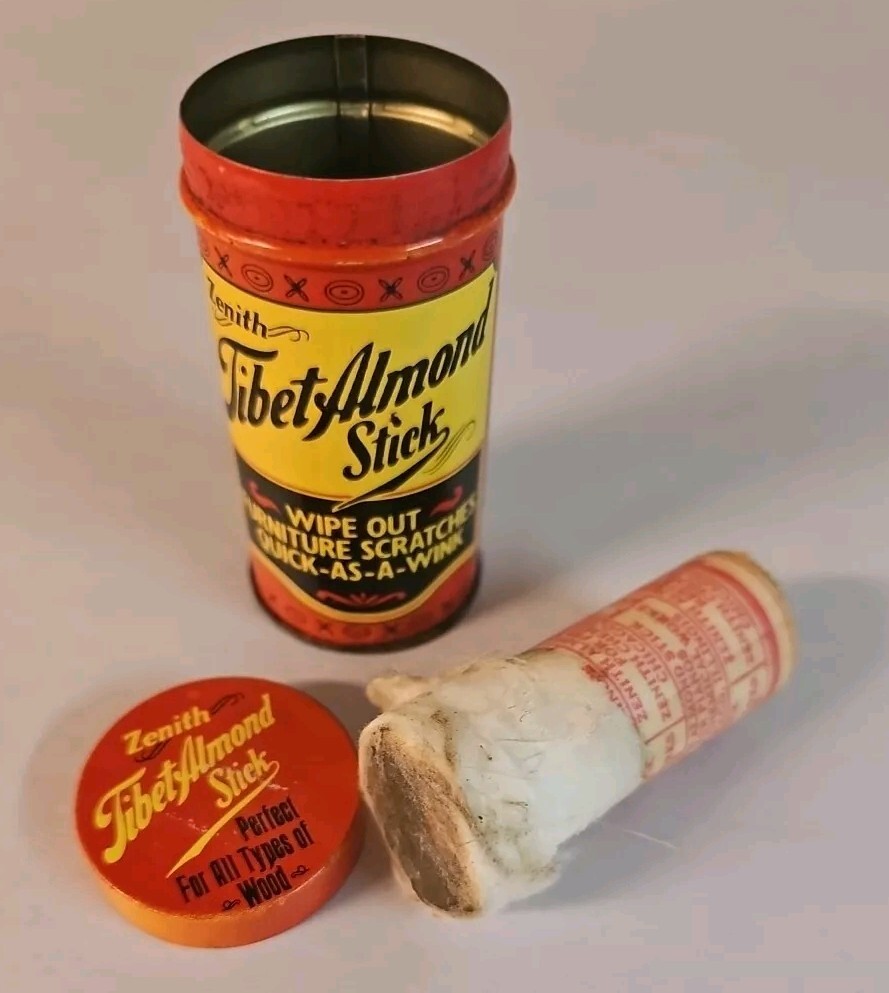 Vintage 1960s ZENITH Tibet ALMOND Stick in Advertising Tin