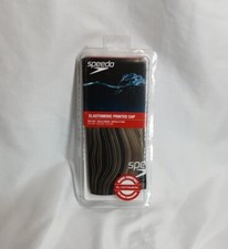 Speedo Silicone Swim Cap-Black w/Gold Stripes- NEW