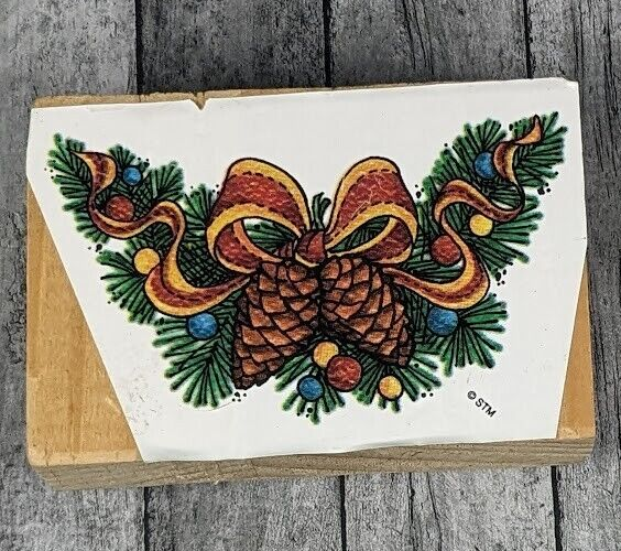 Pinecones Wreathe Bough Ribbons Rubber Stamp Wood AO3 eBay