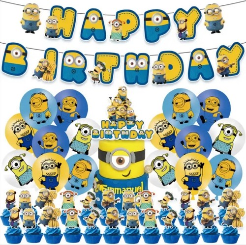 MINIONS GEBURTSTAG SET ⭐ Minion Party Ballons Luftballon Set Cupcake Topper Deko - Bild 7 von 7