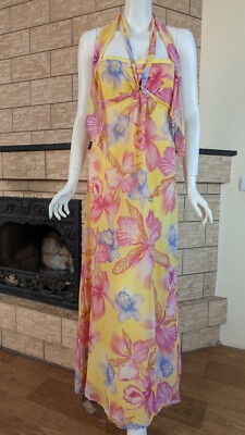 Escada Vintage 90s Silk Floral Print Sundress Dress Size 36