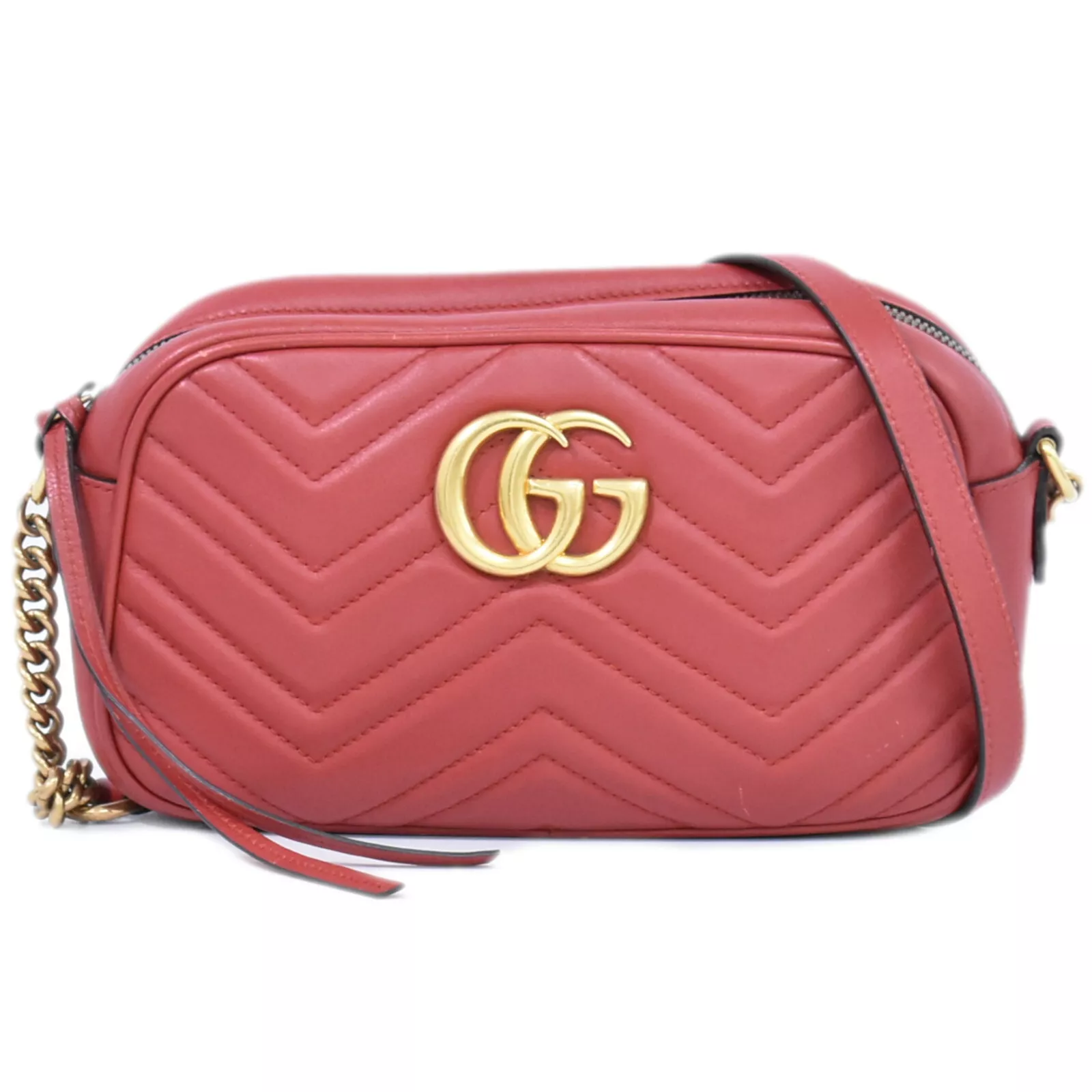 Sac bandoulière bandoulière GUCCI GG Marmont 447632 cuir rouge or