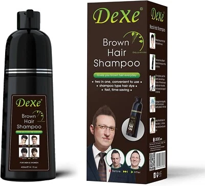 Dexe Brown Hair DYE Hair Shampoo Instant Hair Darkening 400 ml Bottle UK Stock