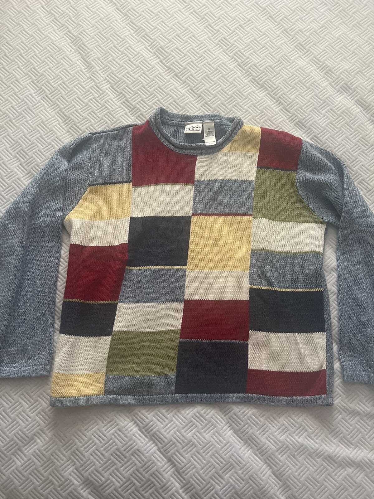 Vintage Villager Liz Clairborne Patchwork Crewnec… - image 1