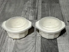 Set of 2 Vintage Anchor Hocking 8oz Ramekin Bowl Heat Freeze Heat & Serve LidW2