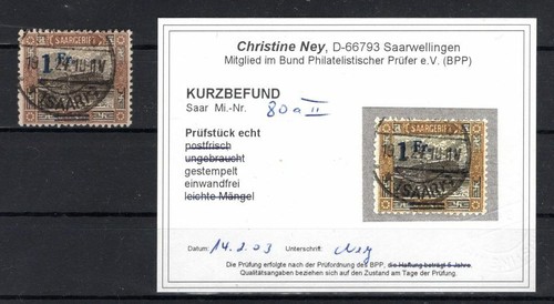 Saar 80AII Good Type Gest. BPP result 150EUR (K3565)