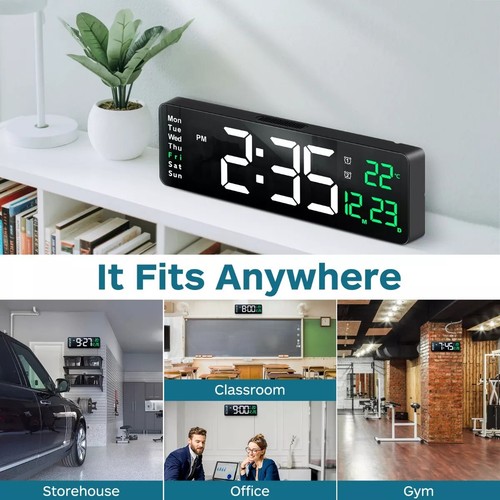 Digital Large Big Jumbo LED Wall Desk Clock Display W/ Calendar Temperature 16" - Picture 5 of 6
