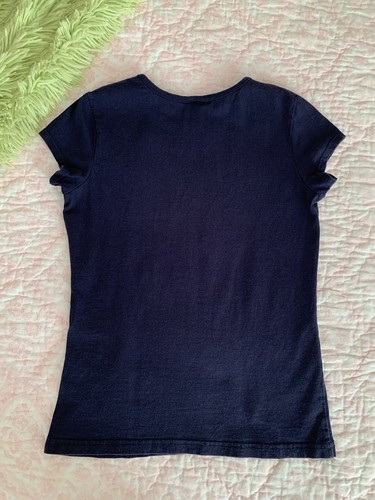 Target T Shirt Short Sleeve Round Neck Top Love Peace American Blue Girl L 10-12 - Picture 3 of 12