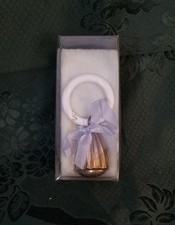 SONAGLIO BIMBO ARGENTO 800 SBALZATO CON ANELLO DENTIZIONE CAMPANELLA ANNI '60