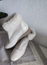 Fell-Leder-Stiefelette Gr.40(6 1/2) eierschale, RV auf dem Spann. Warmgefüttert,