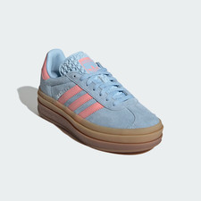 Adidas Gazelle Bold JI3384 Sneakers Kids 4.5 Blue Leather Platform Shoes DWA2320
