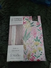 Image of CATHERINE LANSFIELD TILLY FLORAL 66X90" PAIR PINK EYELET CURTAINS BRAND NEW 