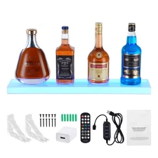 Uimoso Wall Mounted LED Lighted Liquor Bottle Display Home Bar Shelf  24" 1-Step
