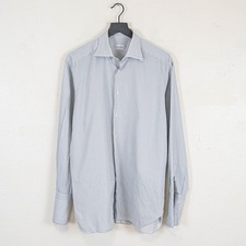 Ermenegildo Zegna French Cuff Dress Shirt Gray striped Comfort fit 16