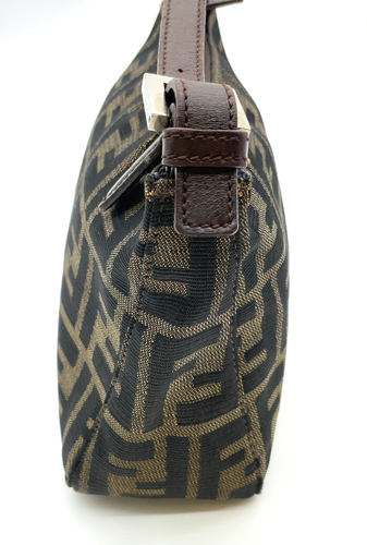 Auth FENDI Zucca PatternKhakiBrown Canvas/Leather Mini Handbag WDustbag i010635 - Photo 4/17