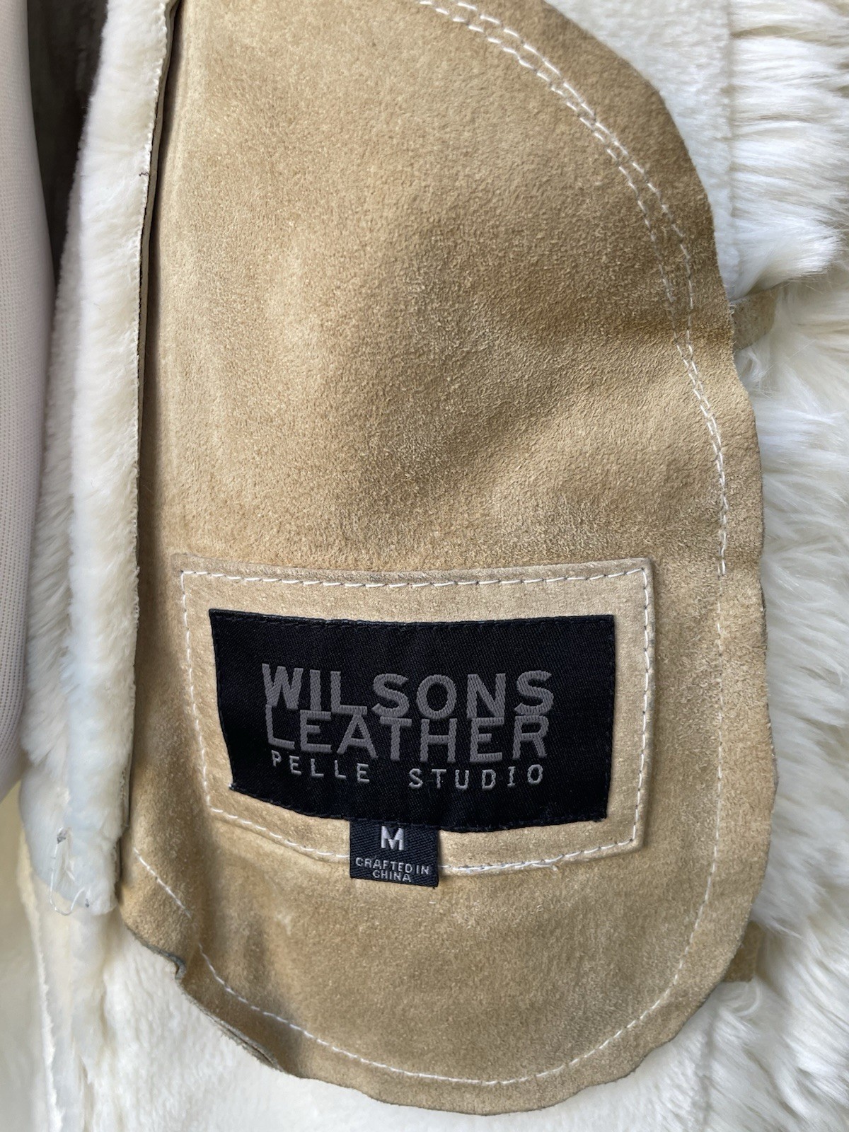 Penny Lane Wilsons Leather Pelle Studio Coat Womens Tan Suede Faux Fur Jacket M image 8