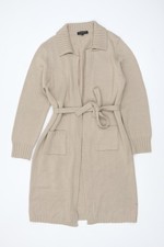 Betty Jackson Studio Women Beige Collared Long Cardigan L Wool Blend