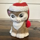 Jasco  "Lil' Chimers" bisque porcelain Cat figurine Christmas Bell WithSanta Hat — photo 1