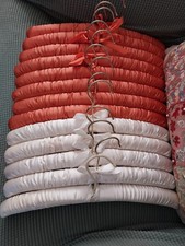Vintage Satin-Like Padded Clothes Hangers Lot of 13 Copper and Cream Color Used