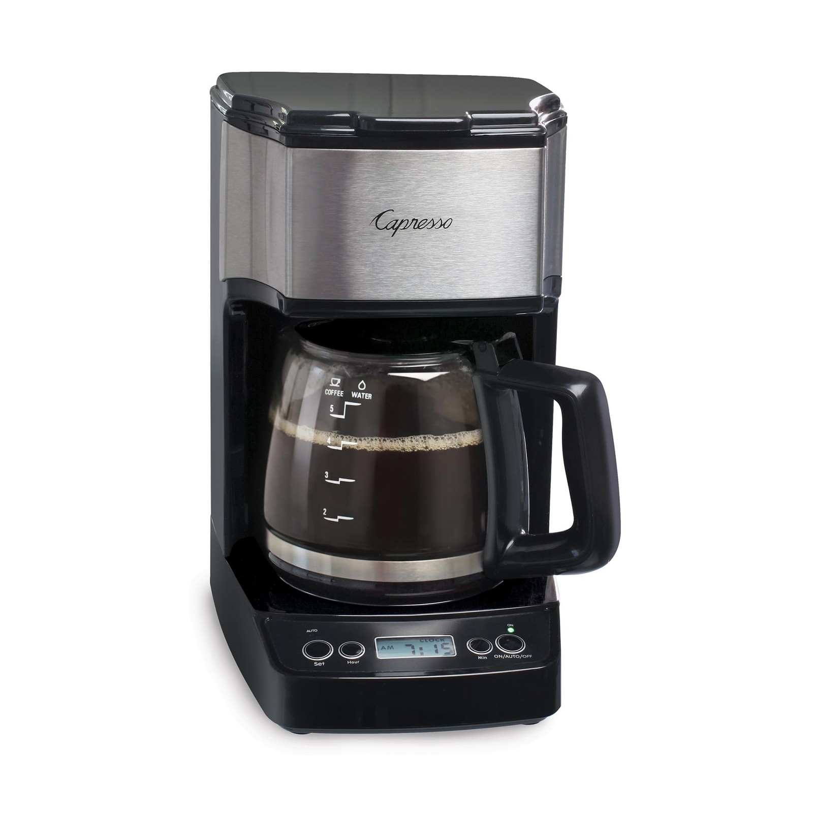 5-Cup Mini Drip Coffee Maker, Black and Stainless Steel