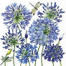  2 Two Paper Lunch Napkins for Decoupage/Mixed Media - Agapanthus flowers
