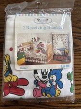 Disney Babies Mickey Minnie Mouse Baby Receiving Blanket Donald Pluto VTG