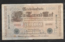 GERMANY #45b 1910 VG CIRCULATED 1000 MARK OLD ANTIQUE BANKNOTE PAPER MONEY