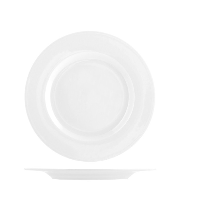 Saturnia 6 Flat Plates Ischia In White Porcelain 11 In.